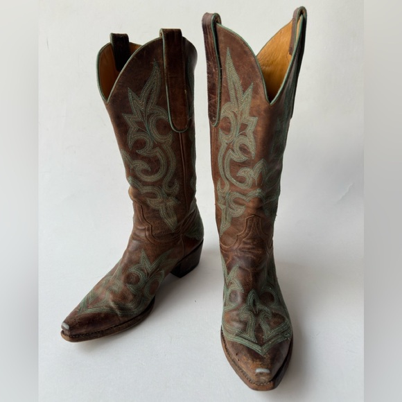 Old Gringo Shoes - OLD GRINGO DIEGO Snip Toe Cowgirl Western Boots Turquoise Stitch Size 6,5 B